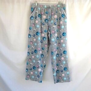 New Jockey Comfy Soft Gray Snowflake Fleece Lounge Pajama Pants with Pockets XL